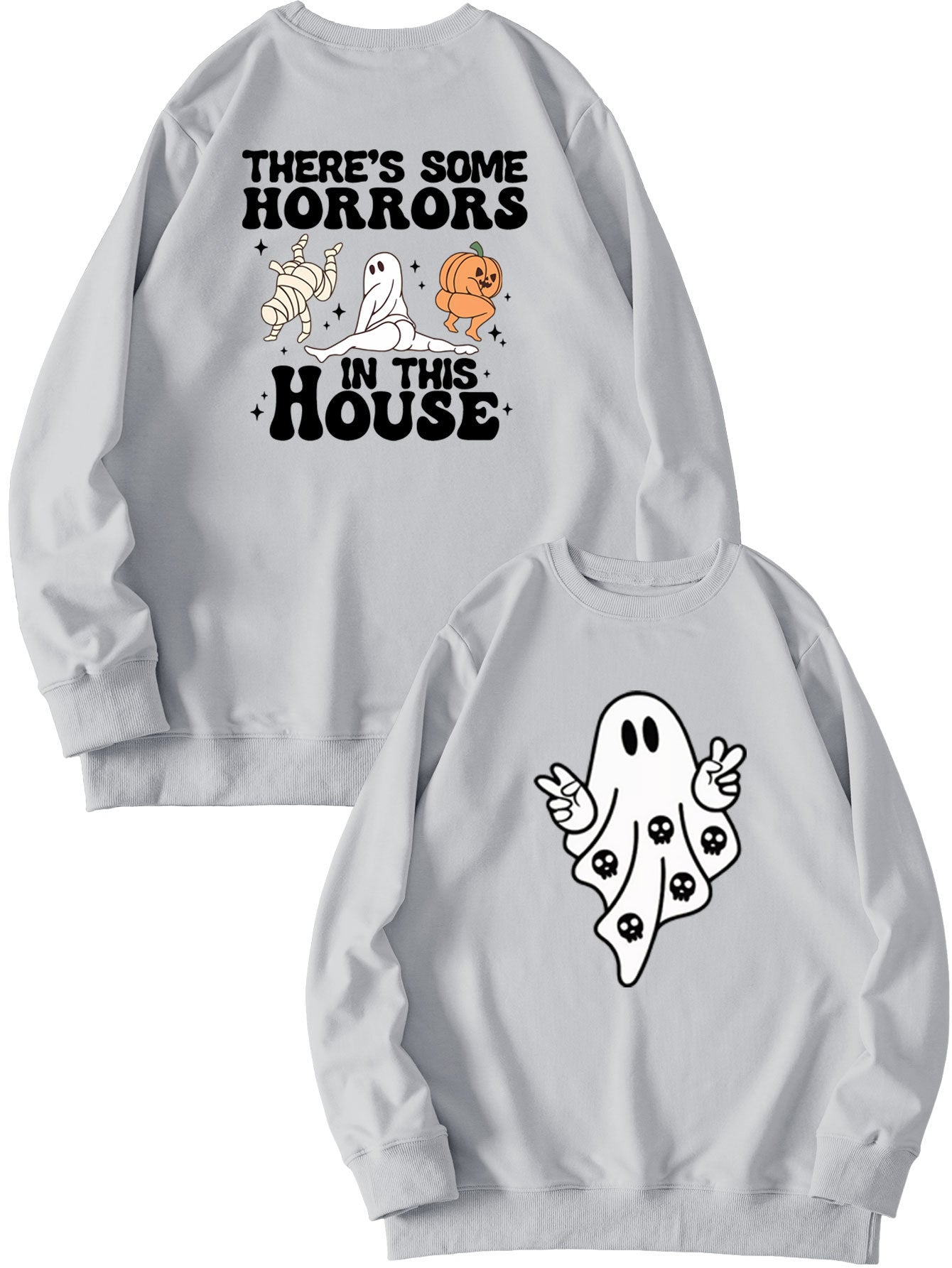 Women's Fashion Casual THERE'S SOME HORRORS Printed Pullover Long Sleeve Sweater
