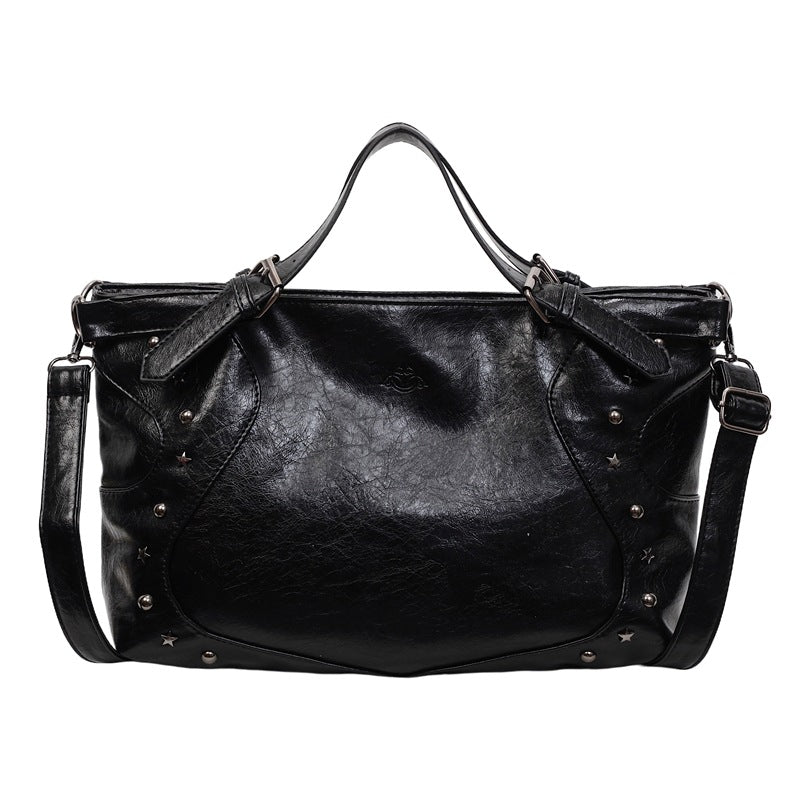 Retro Biker's Style Fashion Large Capacity Crossbody Handbag