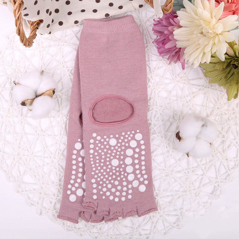 Solid Color Five-finger Non-slip Middle Tube Yoga Socks