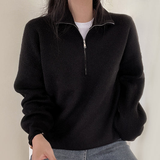 Student Zipper Long Sleeve Sweater Coat