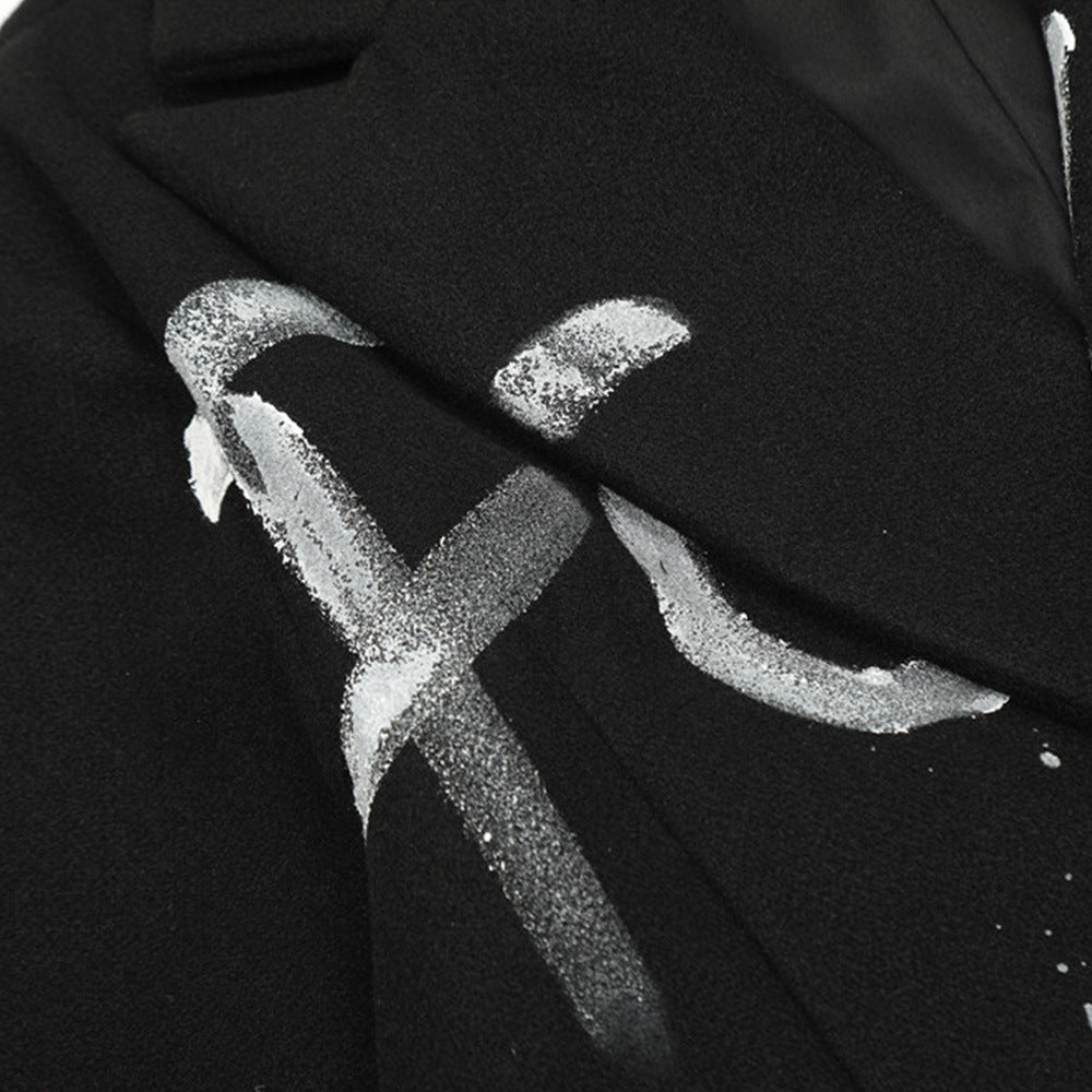 Graffiti Letters Printed Trench Coat Men
