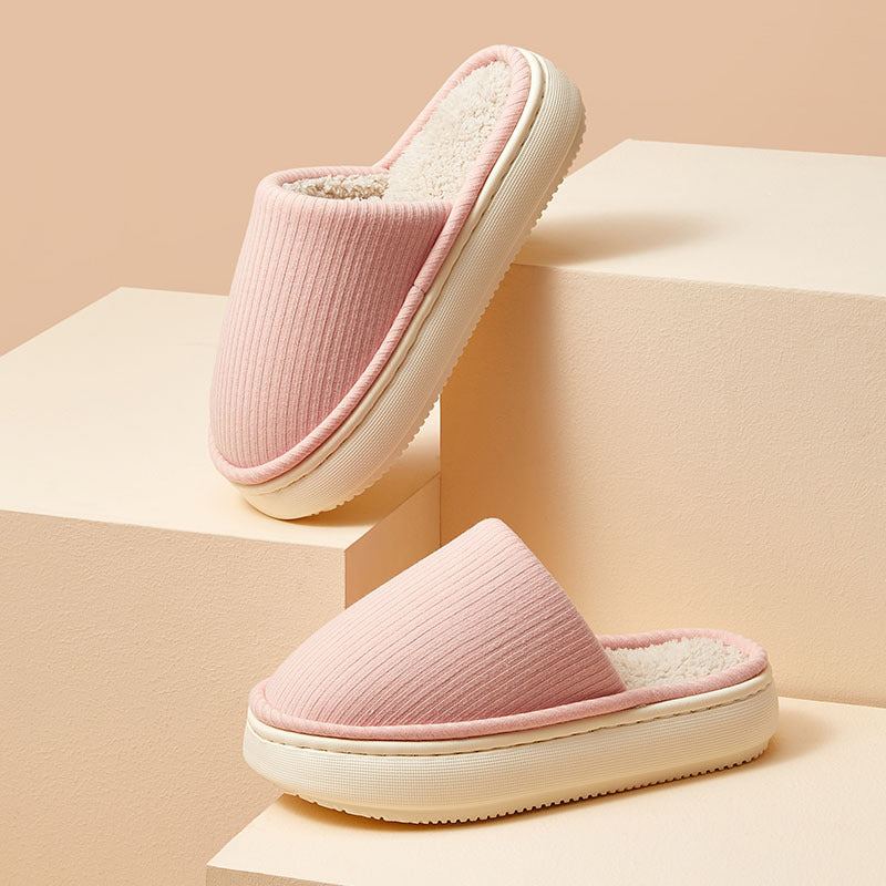 Multicolor Cotton Slippers Solid Color Simple Thick Sole