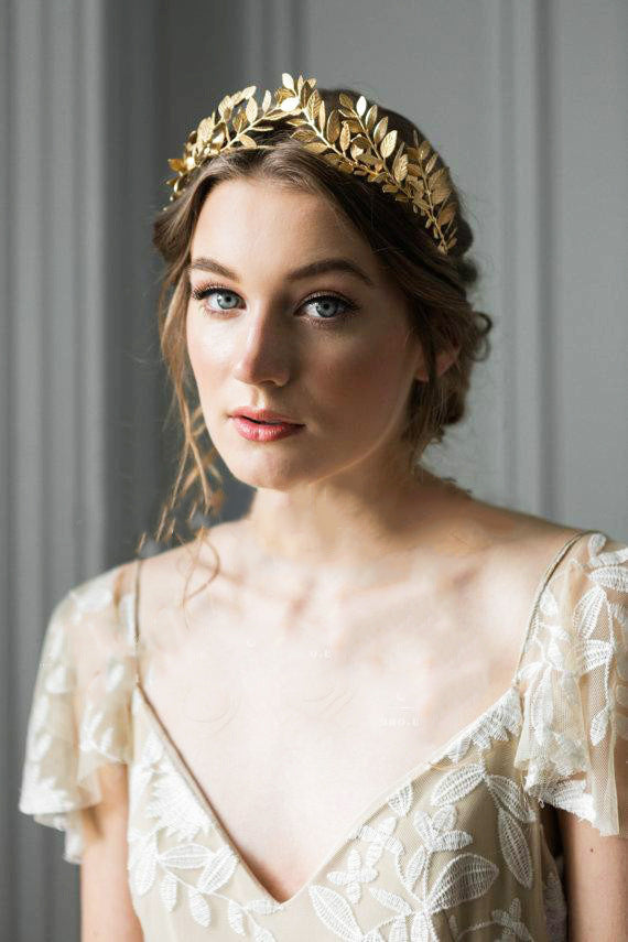 European And American Metal Leaf Headband Baroque Leaves
