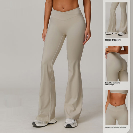 High Waist Running Sports And Leisure Skinny Versatile Bell-bottom Pants Women