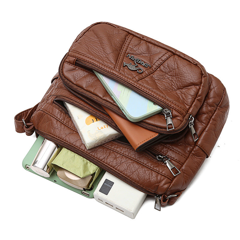 Retro Soft Leather Women's Bag New Authentic Leather Tactile Feel Large Capacity