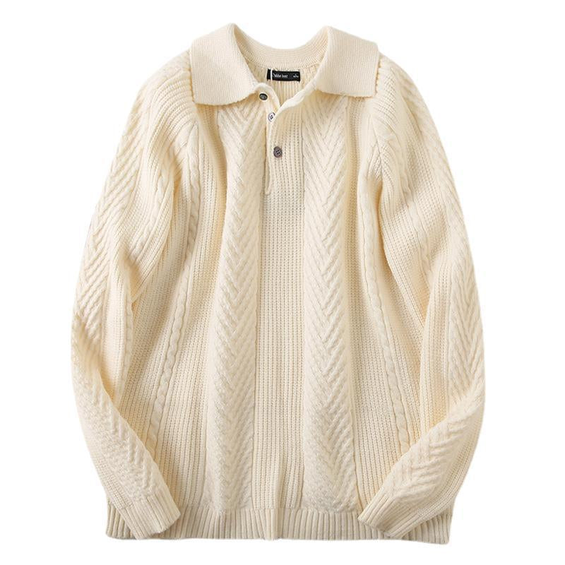 Europe And America Thickened Zipper Lapel Sweater