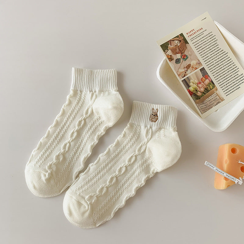 Japanese Cute Ins Trendy White Low-top Socks