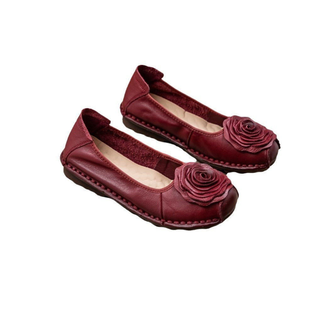 Women's Leather Low-cut Slip-on Pumps