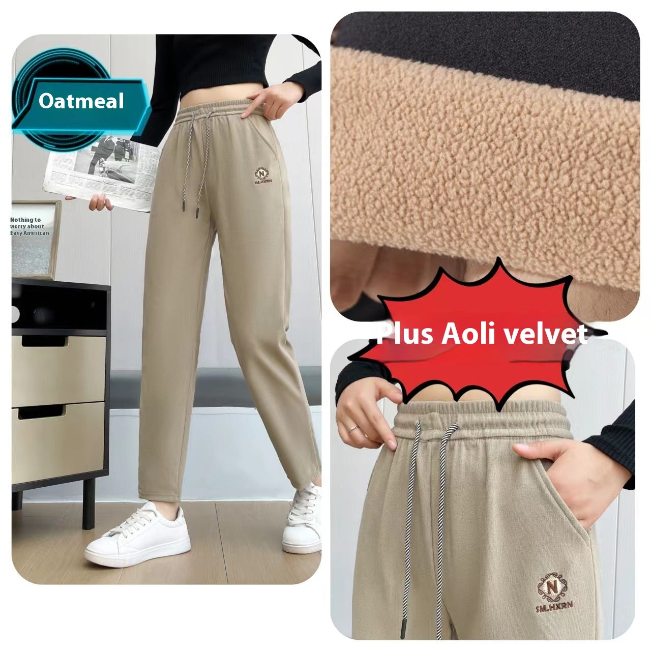 Damebukser Høj Talje Cropped Bukser Afslappede