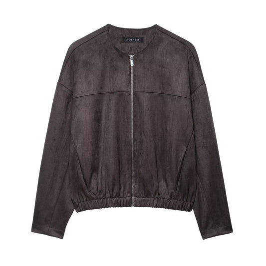 Women's Simple Suede Effect Jacket Coat
