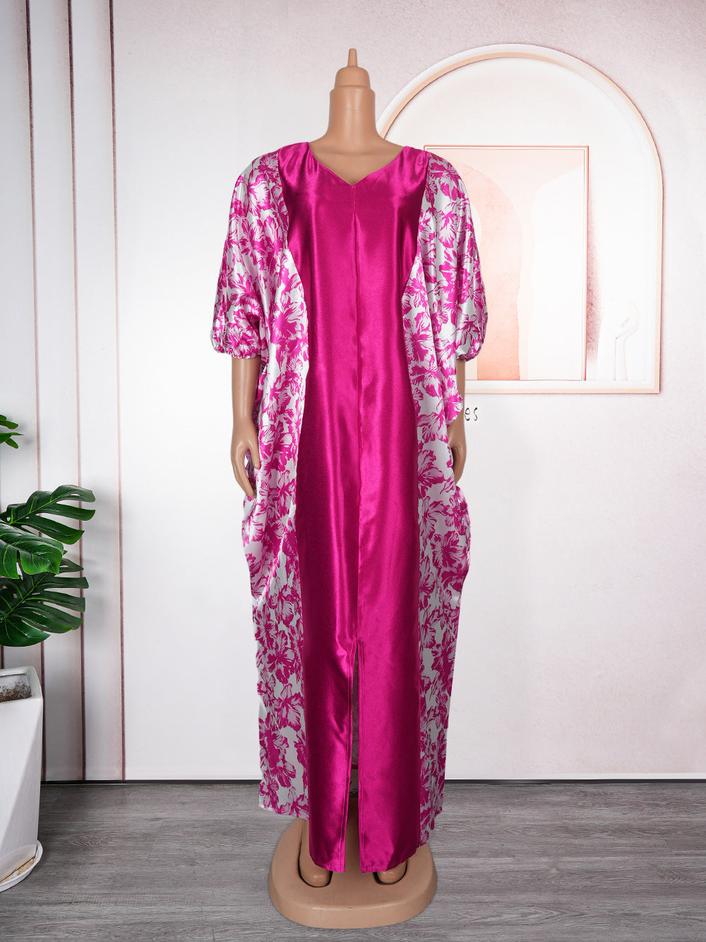 Womens Middle Eastern Ethnic-Style Long Robe Printed Dress