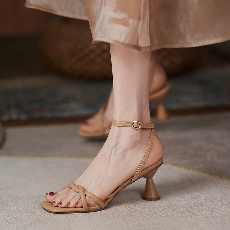 Women's Thick Heel Simple Word Strap Sandals