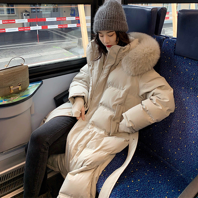 Women's Mid-length Down Jacket Fashion Belt Slim Fit