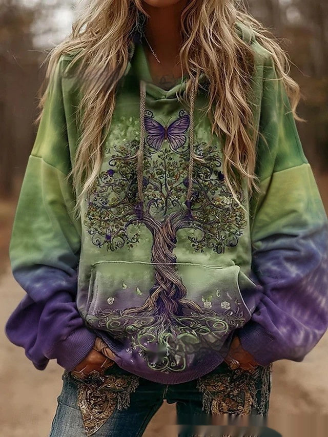 Lady's 3D Digital Print Loose Sweatshirt