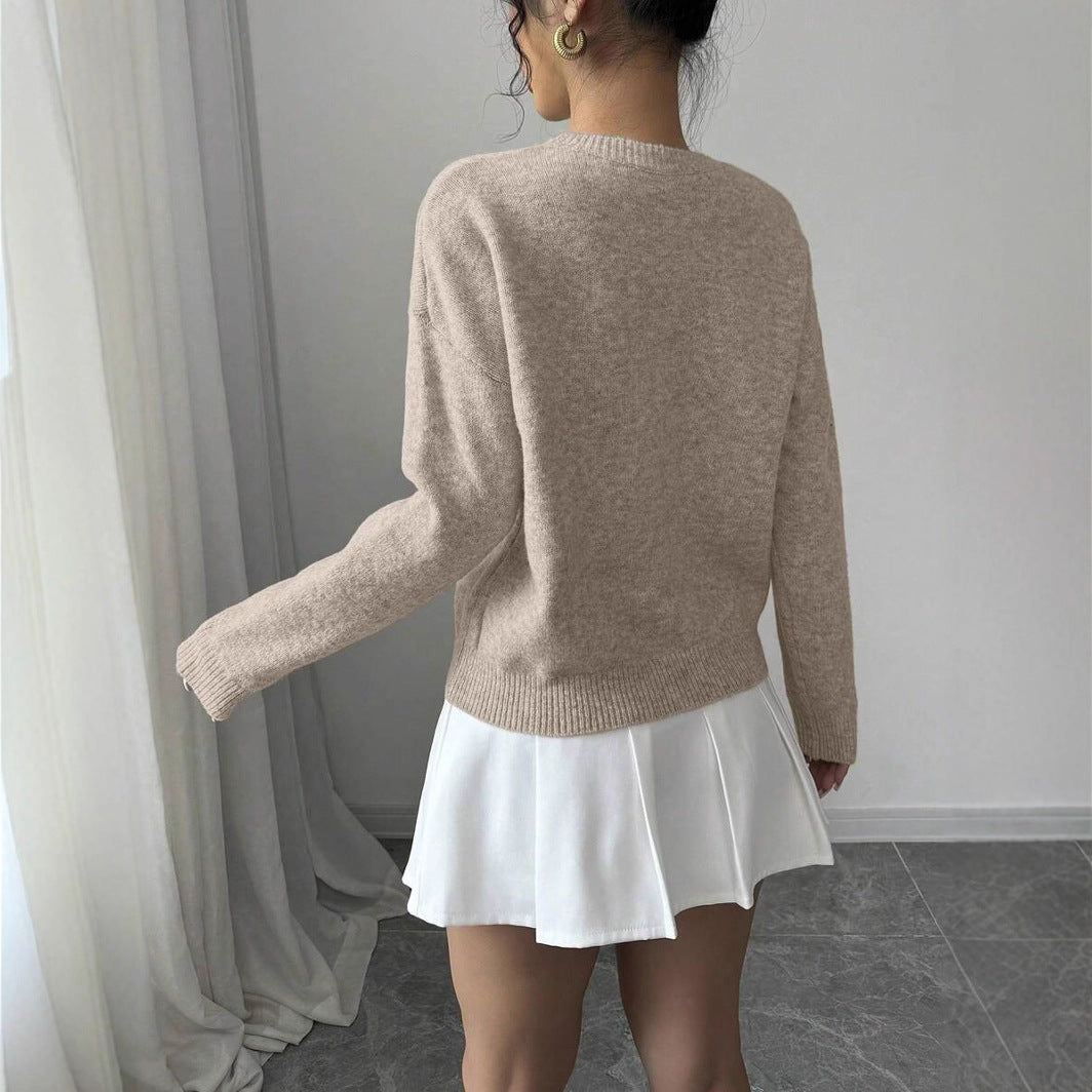 Moderigtig All-match Casual Blomster Rund Hals Sweater Dame Sweater