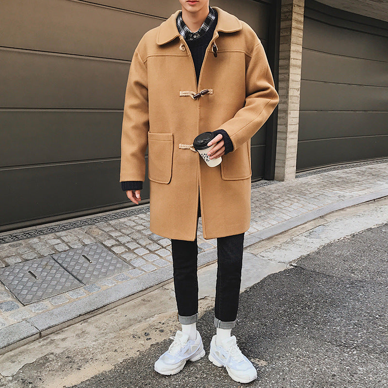 Wool Windbreaker Loose Coat For Young Men