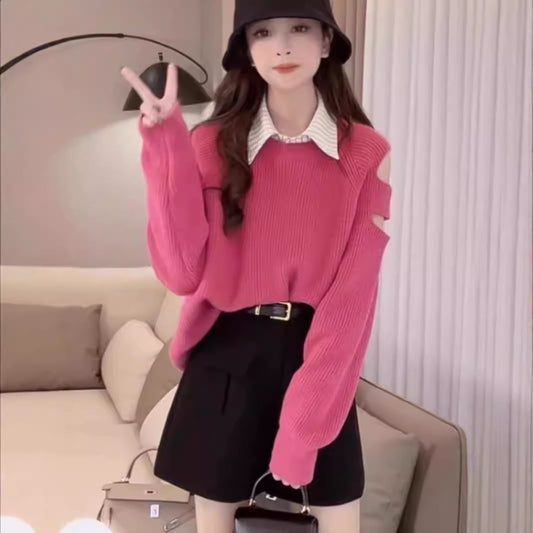 Solid Color Age-reducing Versatile Loose Sweater