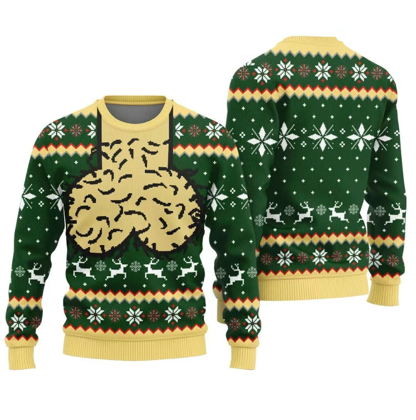 Christmas-themed Print Loose-fit Crewneck Sweater