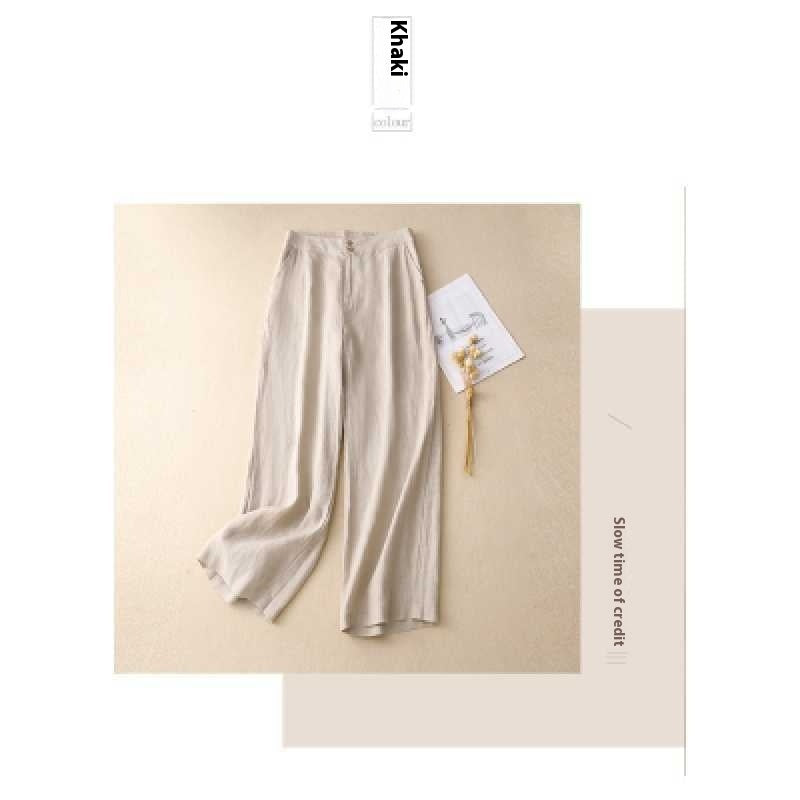 Summer Straight-leg Pants Slimming Versatile Women's Pants Linen Pants