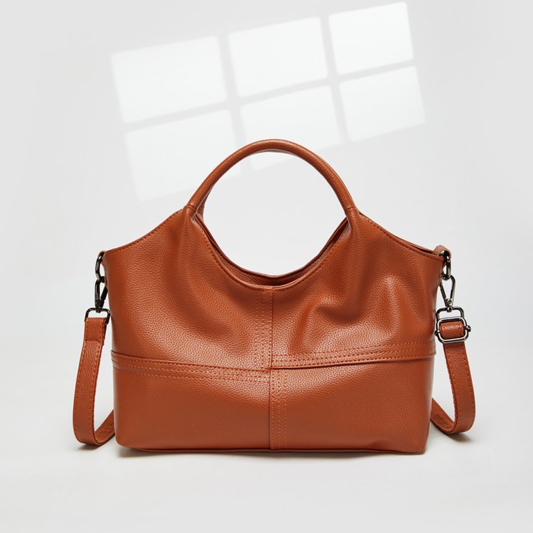 Lightweight Splicing Soft Leather Large Capacity Fashionable Mother Bag