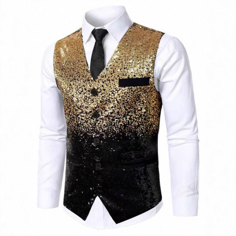 Gradient Sequin Men's Suit Vest