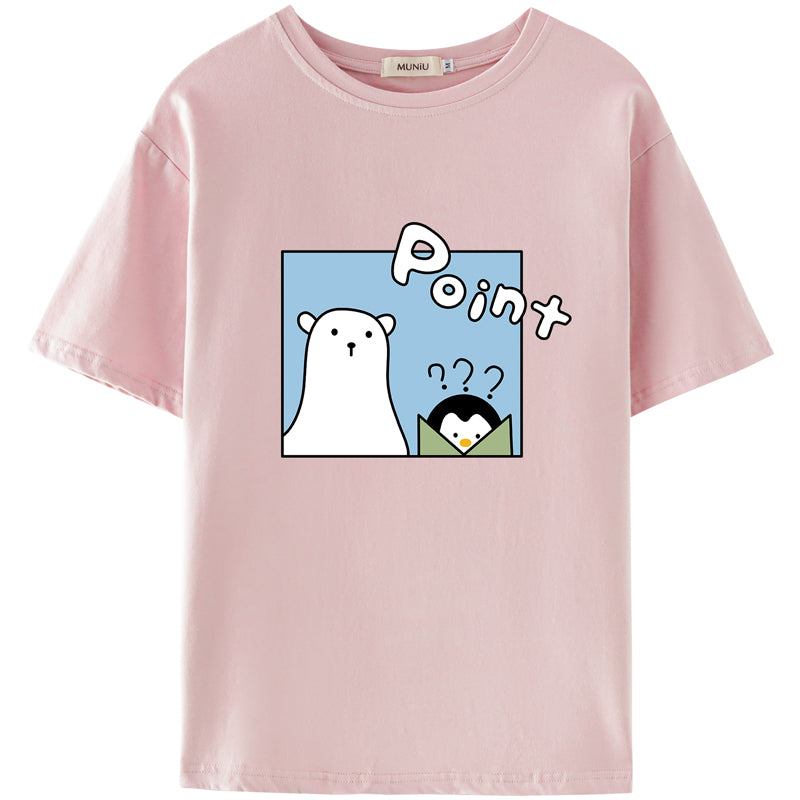 Loose Cotton T-Shirt White Short Sleeve Top