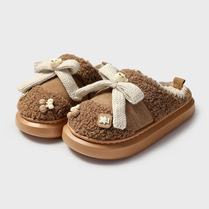 Height Increasing Non-slip Thick Bottom And Warm Keeping Cotton Slippers