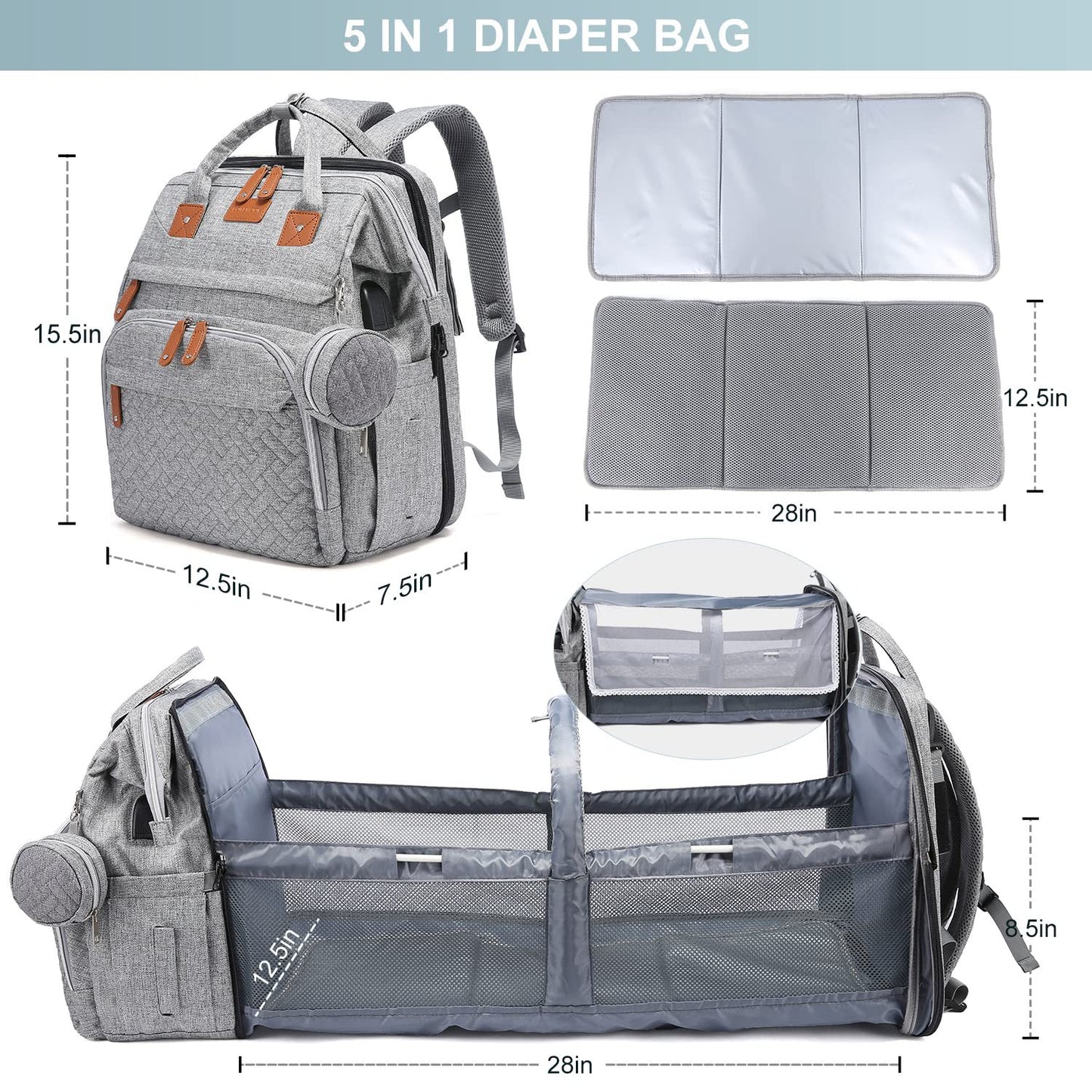 Folding Crib Anti-mosquito Stroller Large Capacity Baby Bag