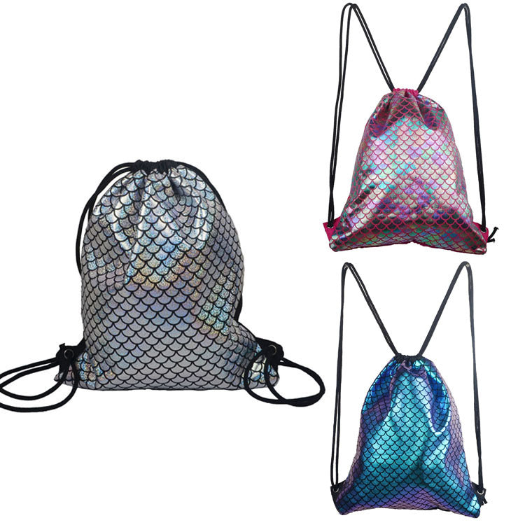Sequins Drawstring Backpack Outdoor Medium Soft