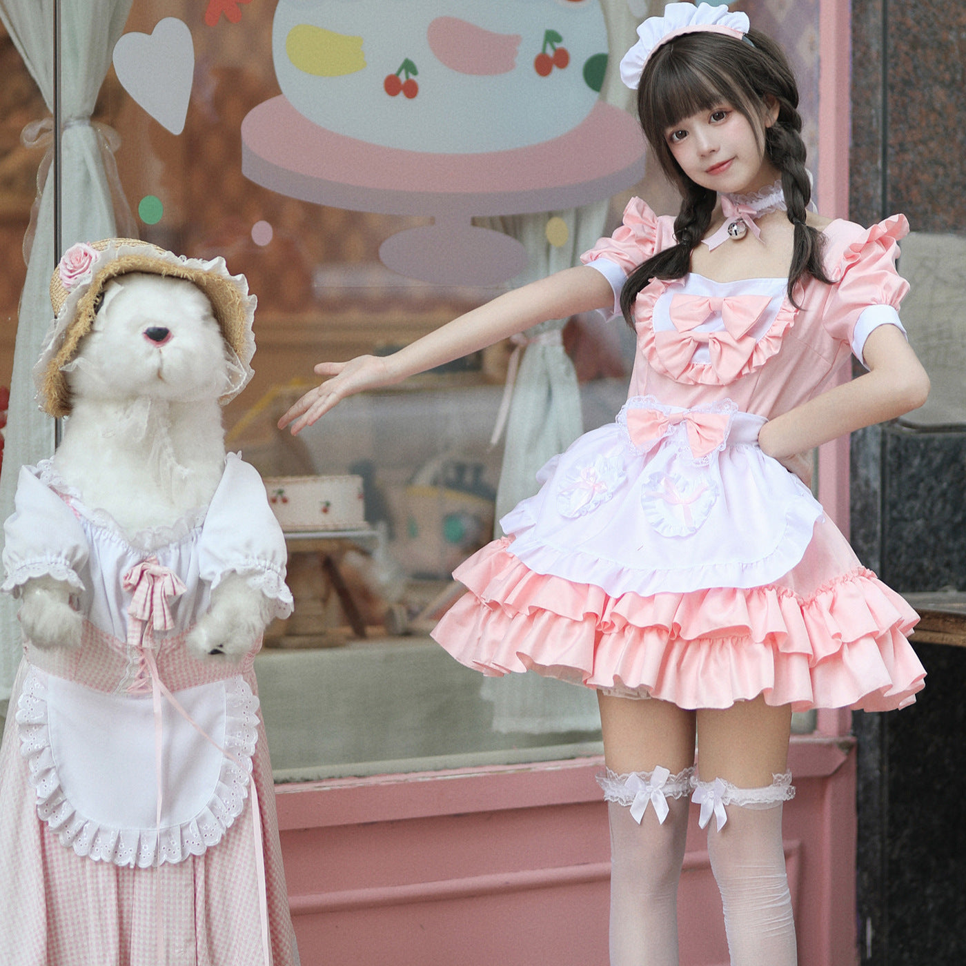 Japanese-style Soft And Adorable Maid Outfit Cute And Sweet Pink Maid Uniform Set Perfect For Cosplay