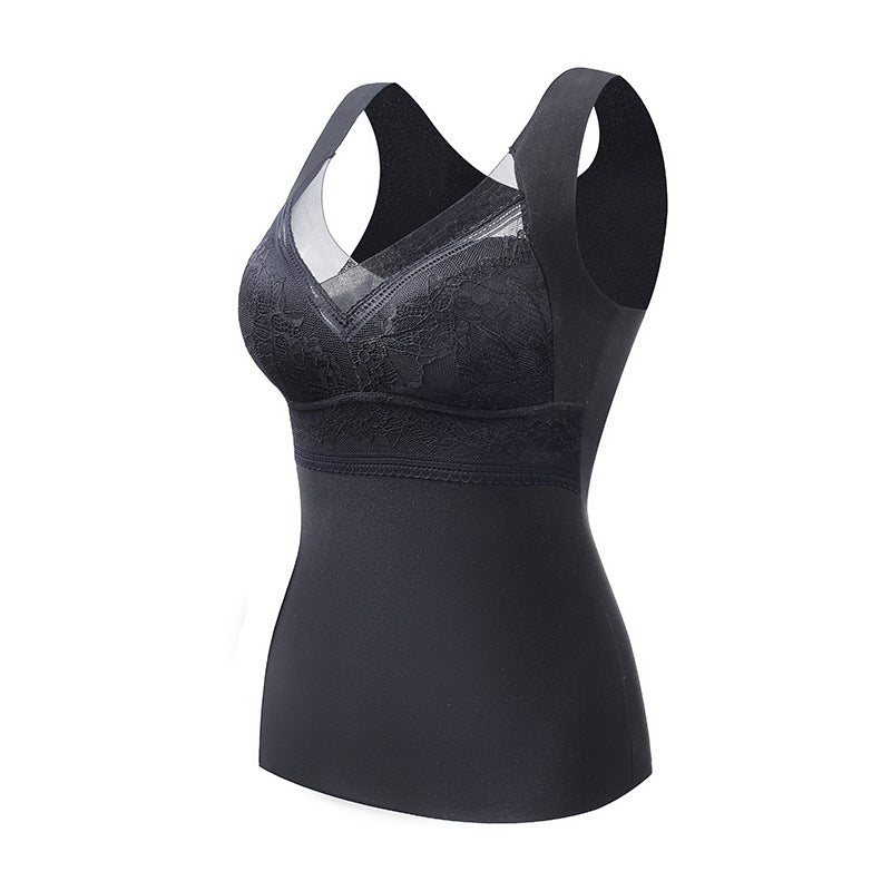New Thermal Vest Female Heating Double-sided Brushed Plush Fixed Cup