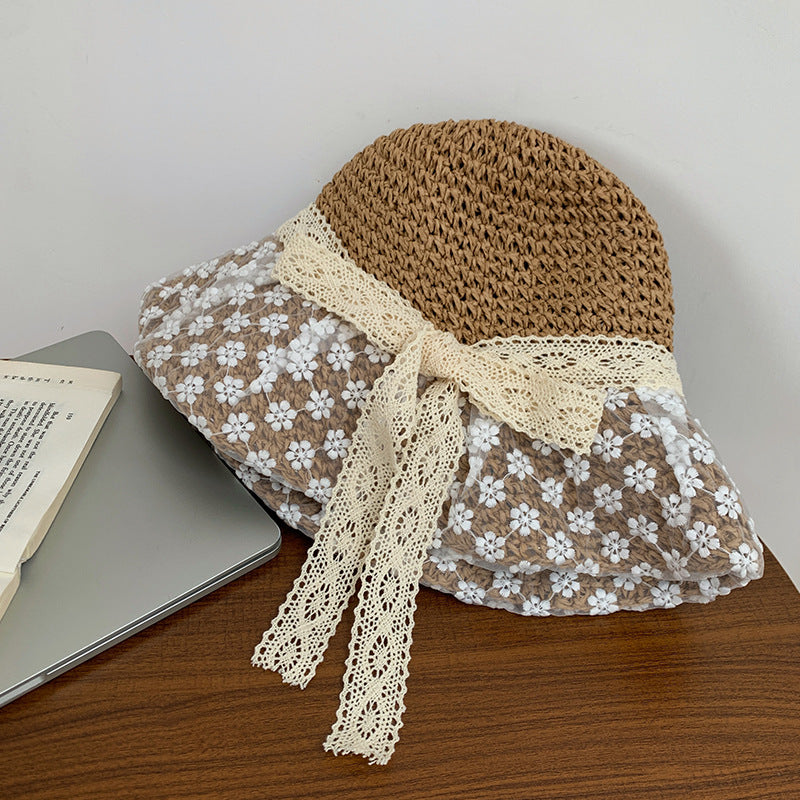 Women's Fashion Lace Bow Straw Hat