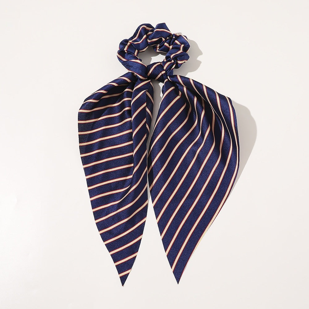 New Knotted Ribbon Satin Monochrome Silky Square Scarf Hair Tie Ladies Ponytail Hair