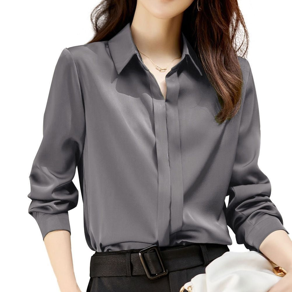Spring Chic Commuter Satin Shirt