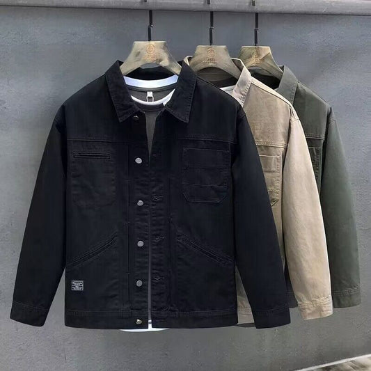 Spring And Autumn Leisure Short Solid Color Denim Coat Men's Business Shirt Jacket Simple Top