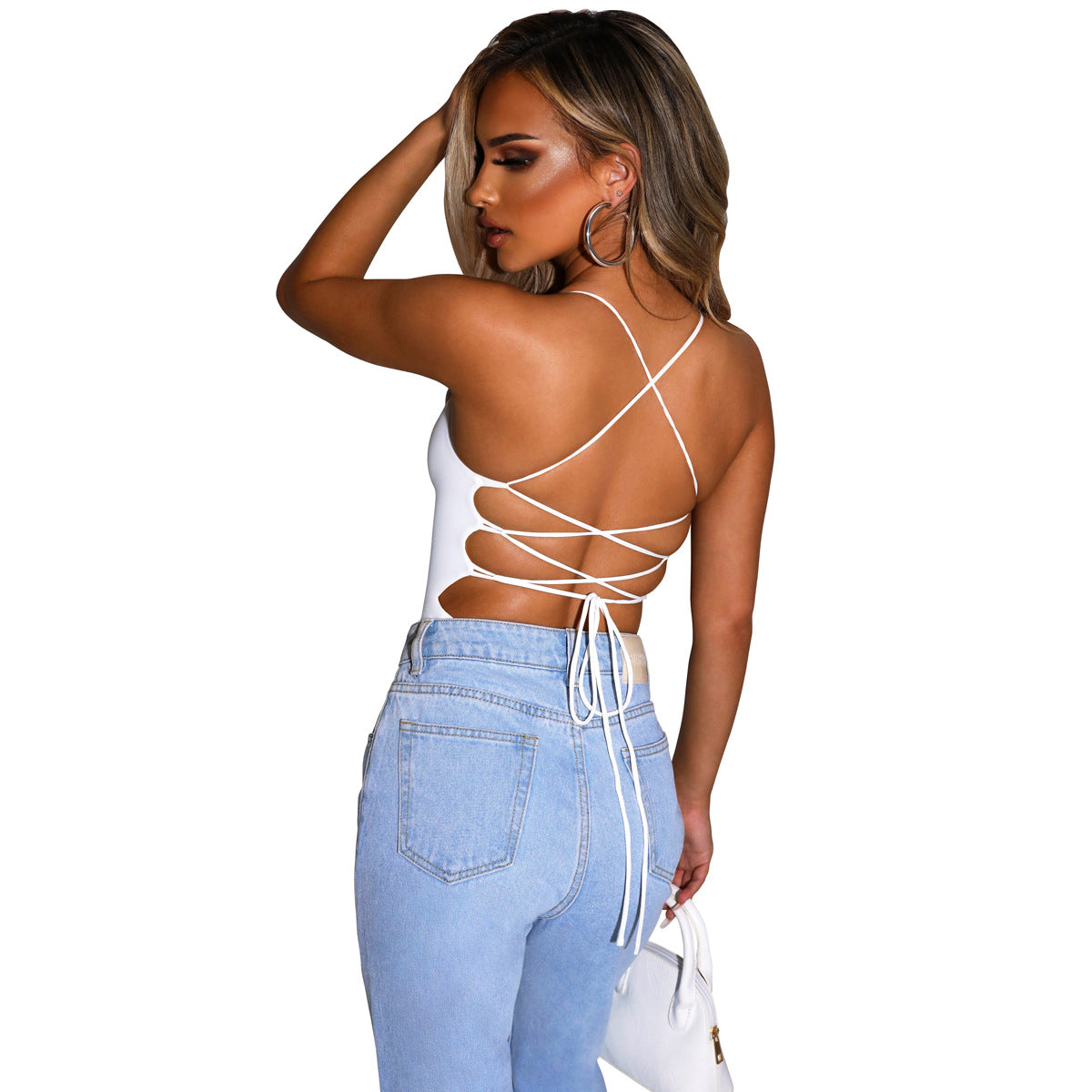 Cross Strap Jumpsuit European And American Temperament To Wear Tight Bodysuit