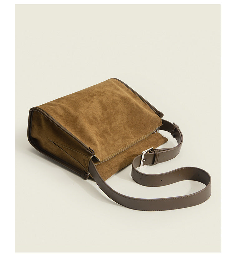 Vintage Suede Commuter One Shoulder Bucket Bag
