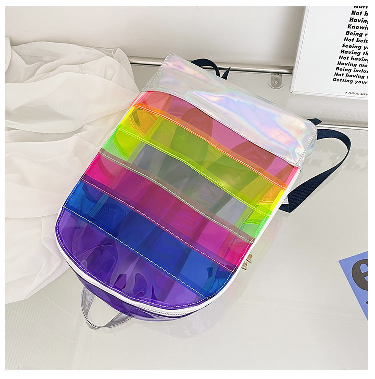 Sen Girls Fashion Rainbow Personalized Foreigner PVC Backpack