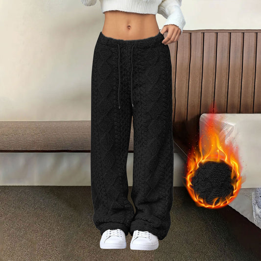 Velvet Padded Loose Straight-leg Trousers