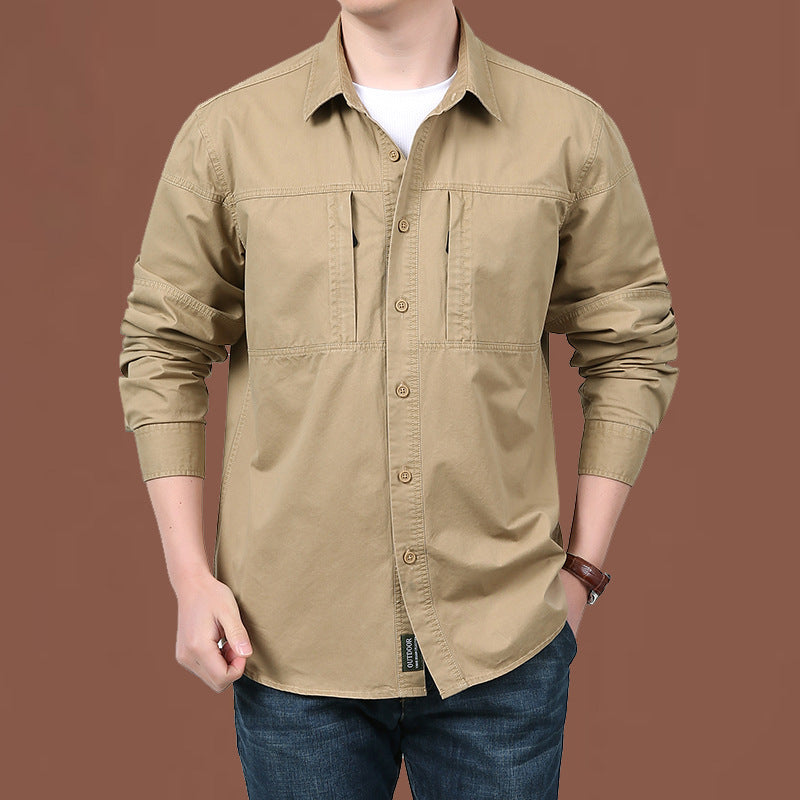 Men's Cotton Overalls Long Sleeve Shirt