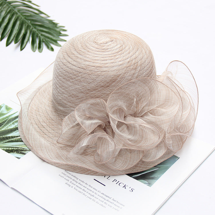 South Korea's New Lace Sunshade Hat Women's Organza Large Edge Foldable