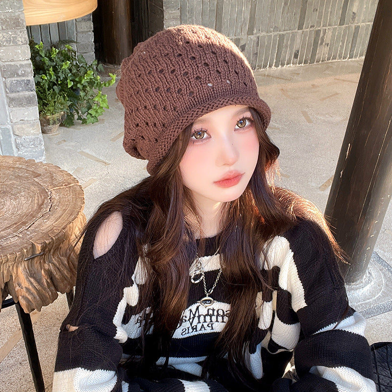 Breathable Closed Toe Hat Trendy Big Head Circumference Loose Pile Heap Cap