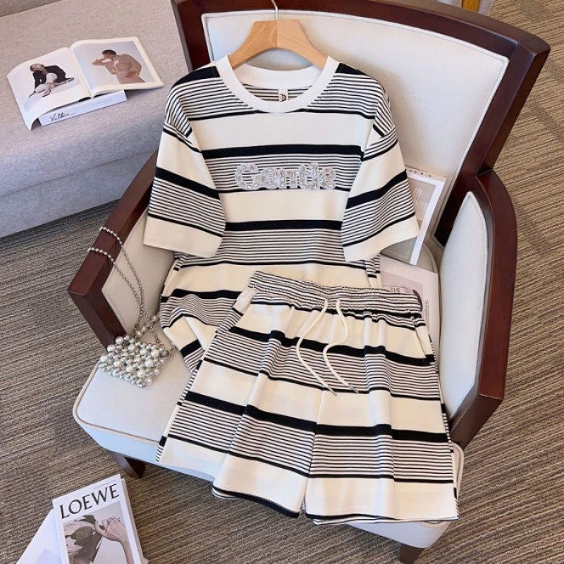 Women's Summer Casual Sports Two-Piece Set Short-Sleeve Top Shorts
