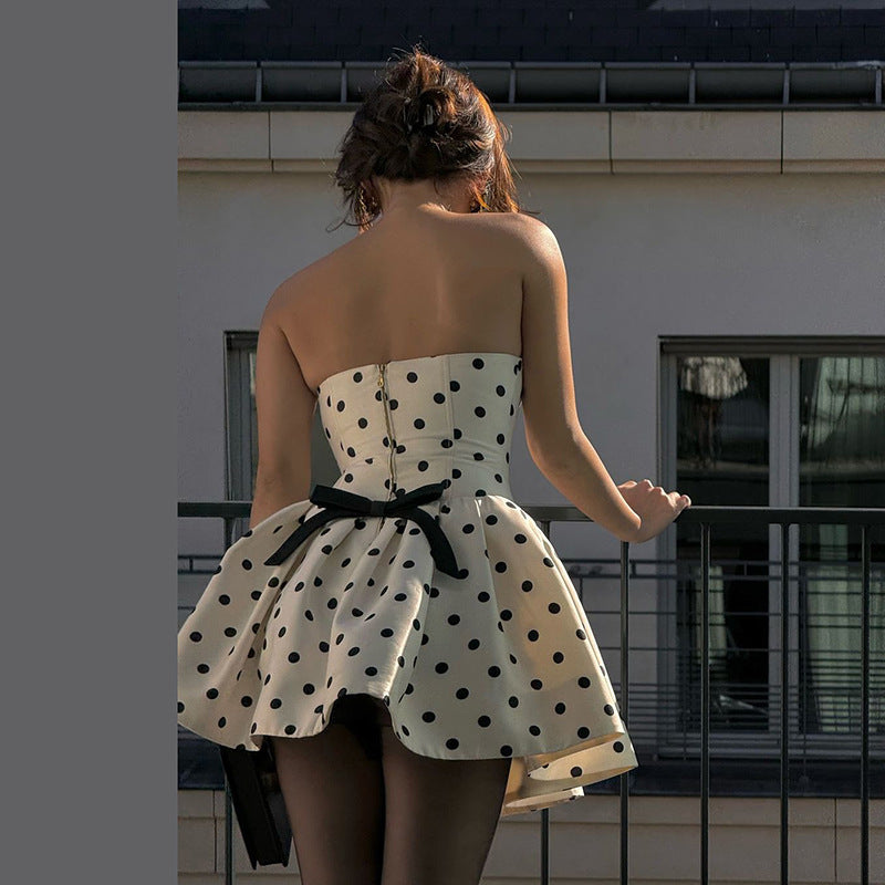 Retro Dot-printed  Form-fittingTube Dress
