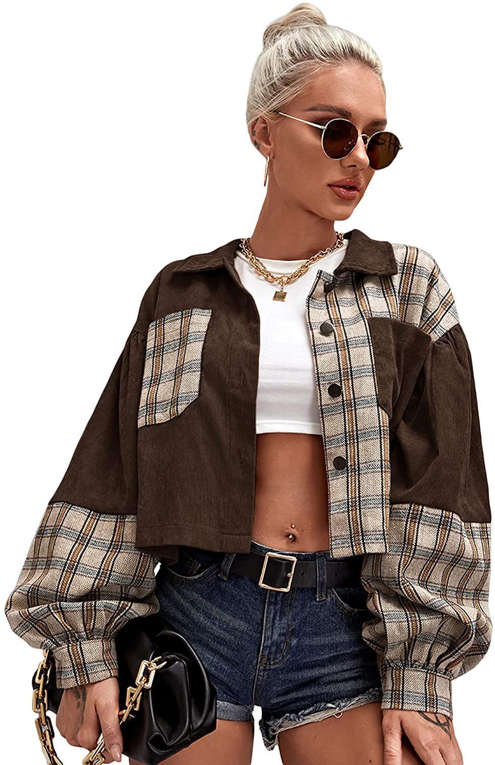 Women's Patchwork Lapel Short Coat