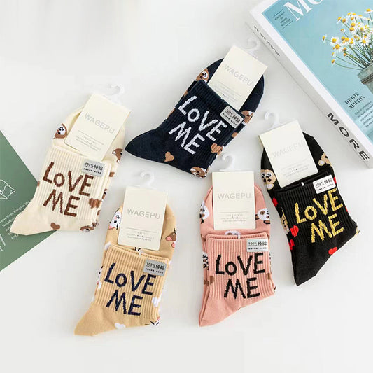 Cartoon Bear Ins Three-dimensional Flower Tulip Stockings Female