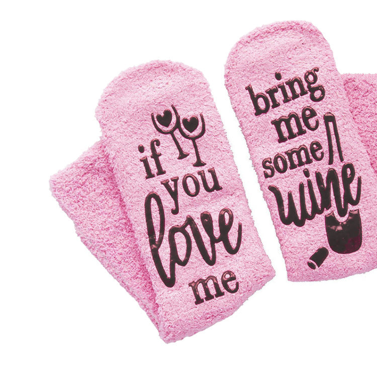 Casual Women's Letter Printed Coral Fleece Cake Socks