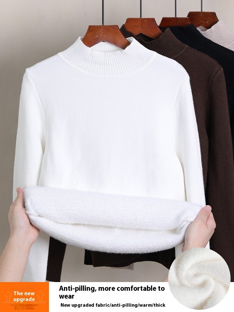 Fleece-lined Thick Turtleneck Sweater Women