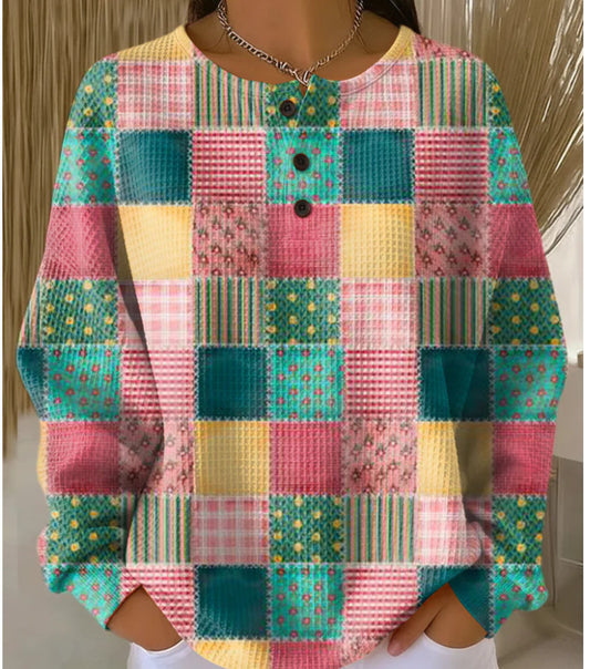 Womens Plaid Pumpkin Floral Butterfly Print Hoodie With Buttons