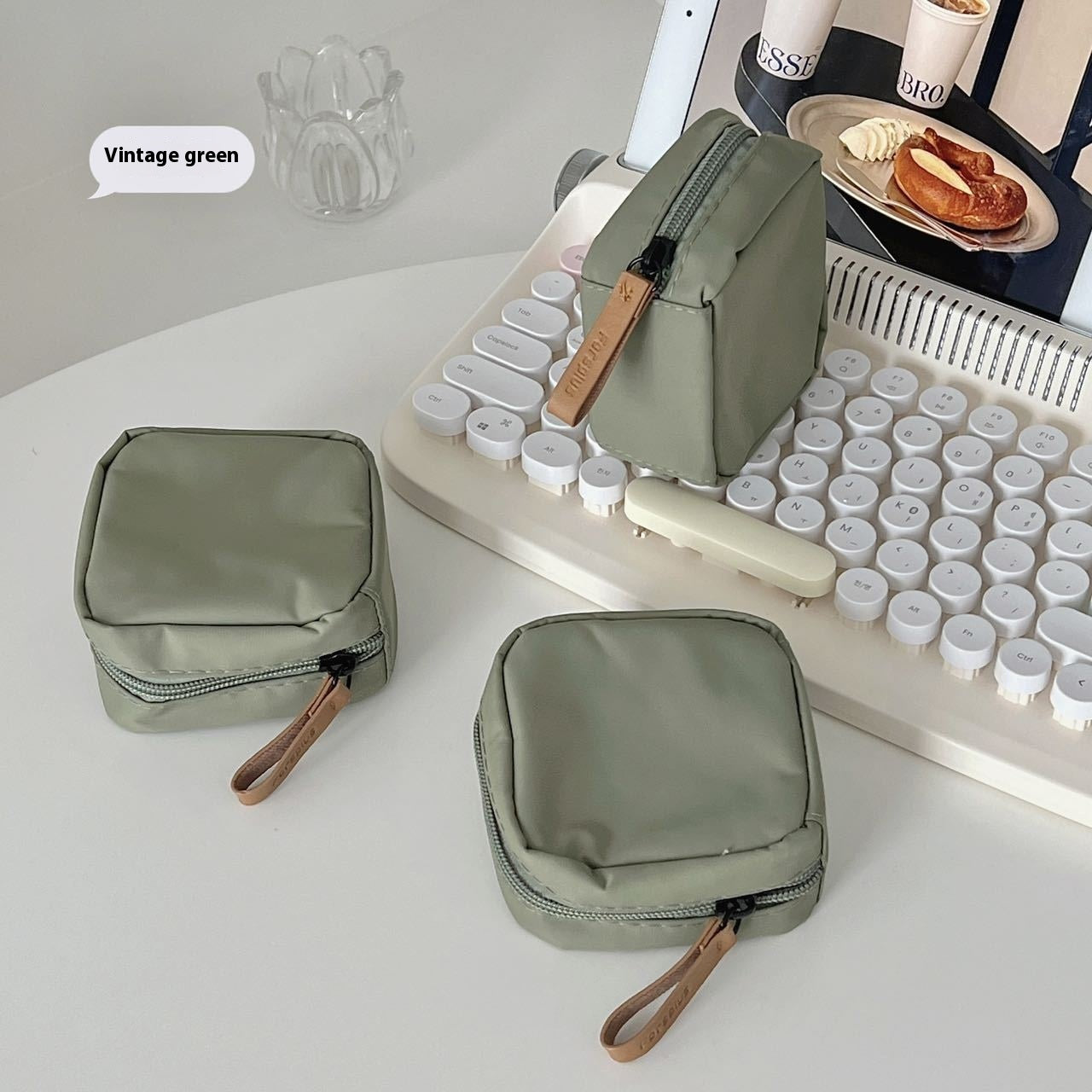 Mini Lipstick Minority Simple Japanese Solid Color Nylon Storage Bag